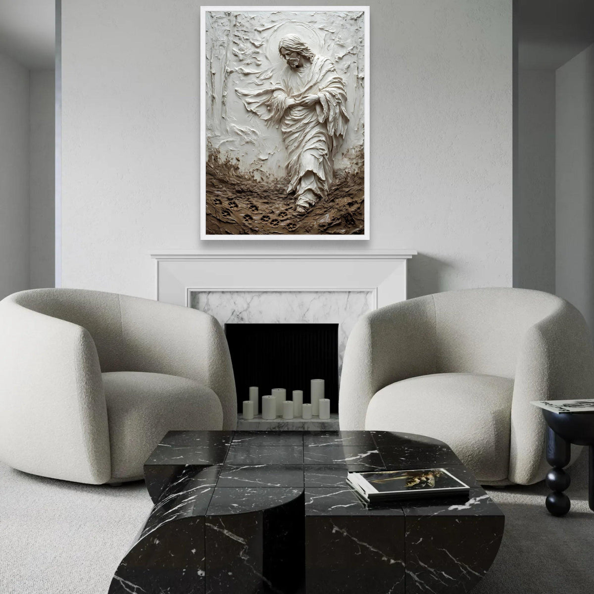 Sacred Jesus Figure Canvas Art, Spiritual Religious Wall Decor, Faith Home Decoration, Christian Prayer Canvas, Ready To Hang Decoration