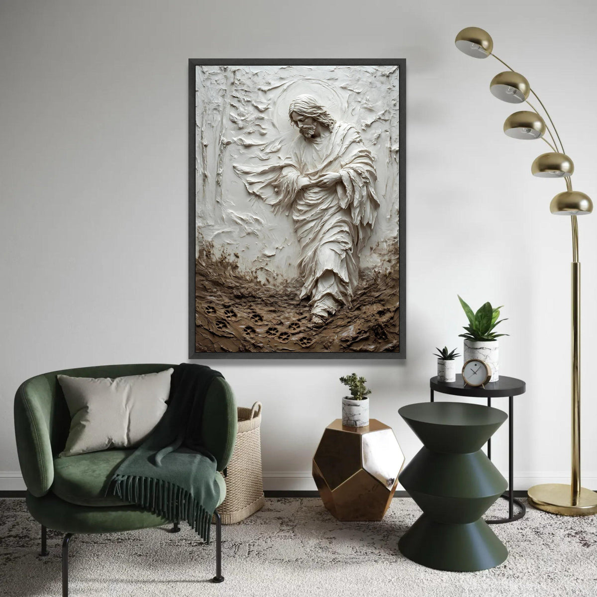 Sacred Jesus Figure Canvas Art, Spiritual Religious Wall Decor, Faith Home Decoration, Christian Prayer Canvas, Ready To Hang Decoration