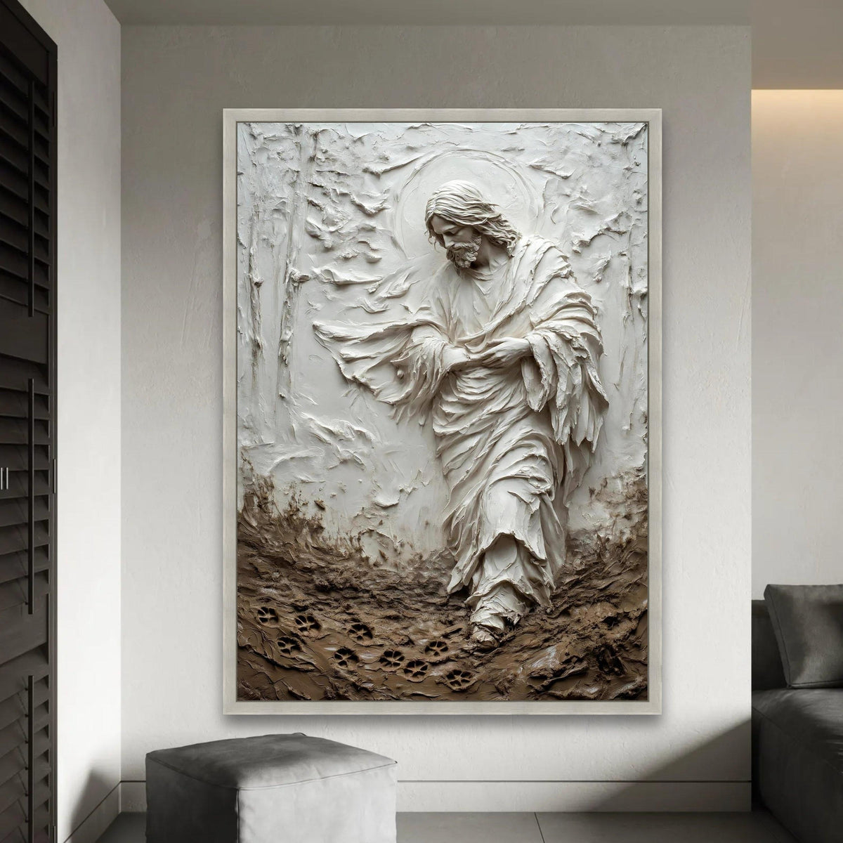 Sacred Jesus Figure Canvas Art, Spiritual Religious Wall Decor, Faith Home Decoration, Christian Prayer Canvas, Ready To Hang Decoration