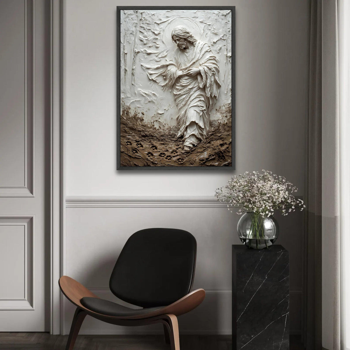 Sacred Jesus Figure Canvas Art, Spiritual Religious Wall Decor, Faith Home Decoration, Christian Prayer Canvas, Ready To Hang Decoration