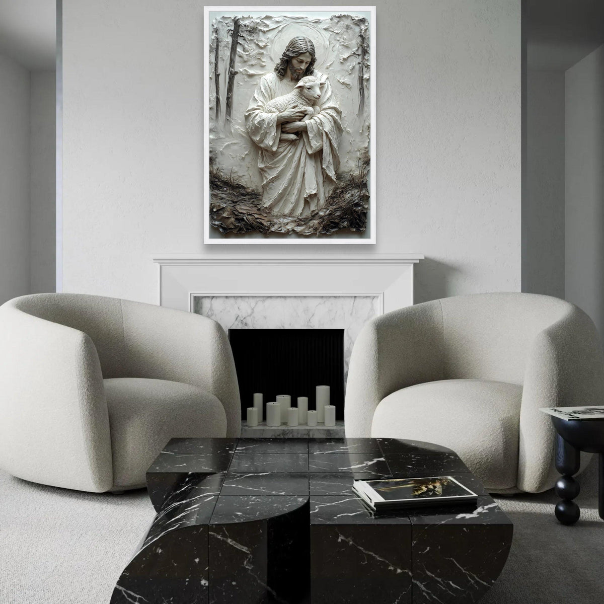 Gentle Savior Embrace, Jesus Holding Lamb Canvas, Religious Spiritual Wall Art, Christian Home Decoration, Ready To Hang Decoration