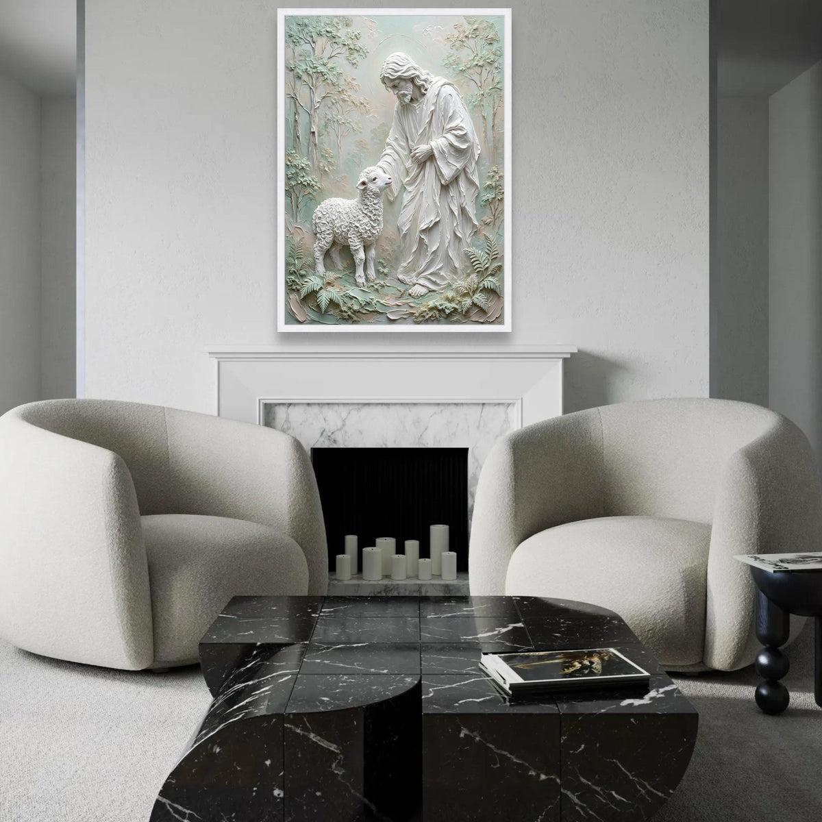 Gentle Shepherd with Lamb Canvas, Religious Wall Art, Christian Home Decor, Spiritual Canvas, Peaceful Nature Ready To Hang Decoration