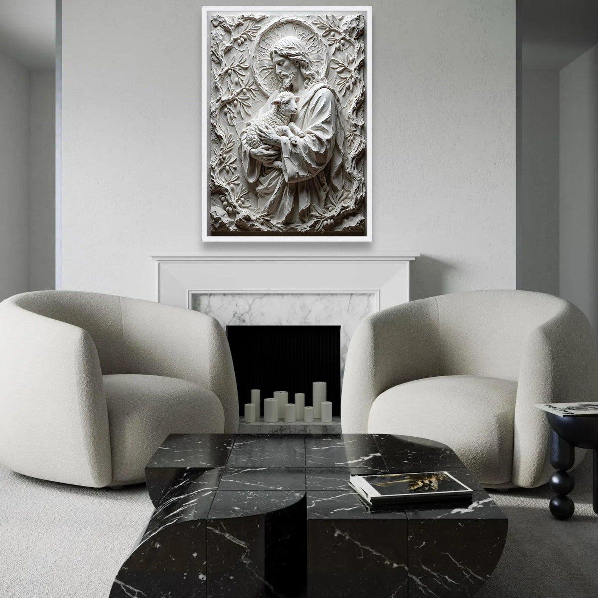 Jesus Holding Lamb Canvas Wall Art, Religious Christian Canvas, Spiritual Wall Decoration, Faith Home Art, Peaceful Ready To Hang Decoration