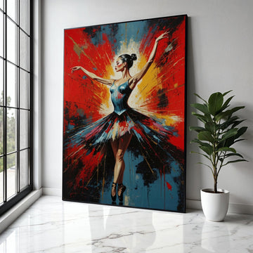 Elegant Ballerina Pose Canvas, Color Splash Dance Art, Abstract Ballet Wall Decoration, Contemporary Canvas Wall Art Gift Art, Home Decor