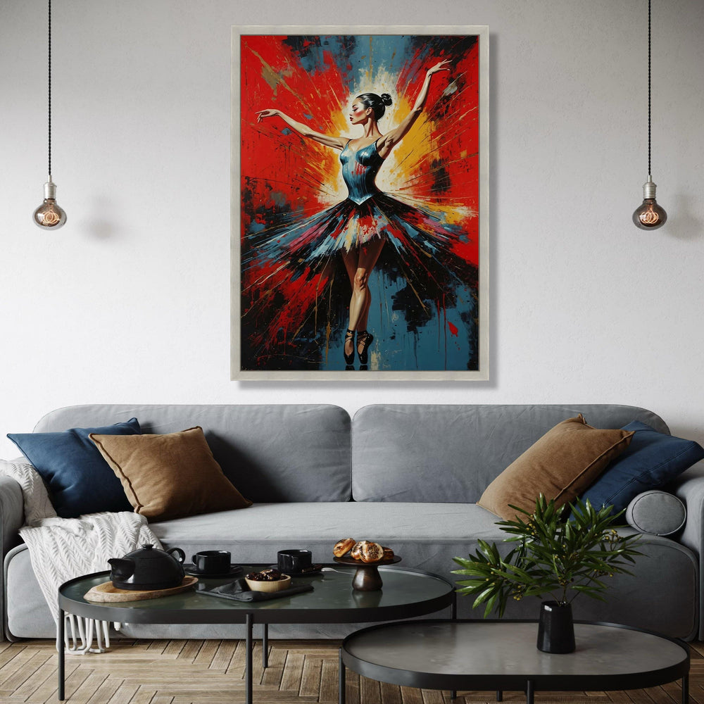 Elegant Ballerina Pose Canvas, Color Splash Dance Art, Abstract Ballet Wall Decoration, Contemporary Canvas Wall Art Gift Art, Home Decor