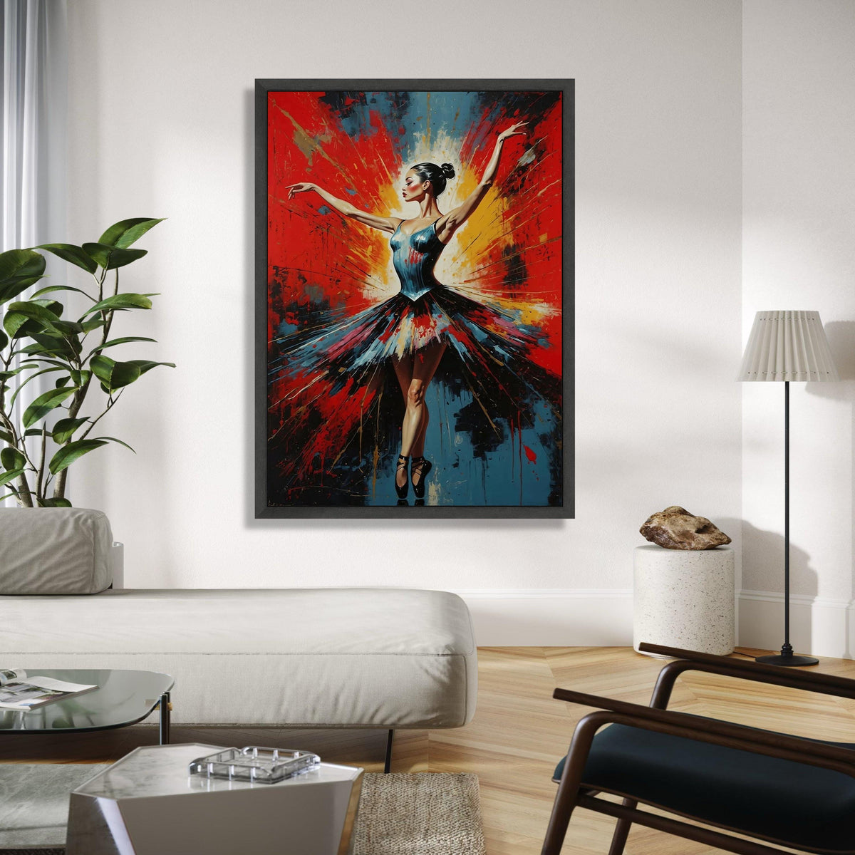 Elegant Ballerina Pose Canvas, Color Splash Dance Art, Abstract Ballet Wall Decoration, Contemporary Canvas Wall Art Gift Art, Home Decor