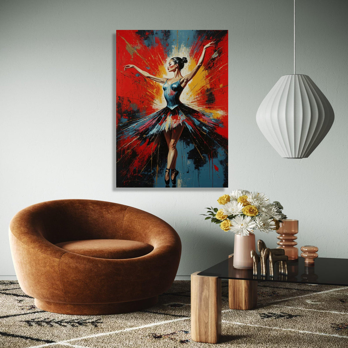 Elegant Ballerina Pose Canvas, Color Splash Dance Art, Abstract Ballet Wall Decoration, Contemporary Canvas Wall Art Gift Art, Home Decor