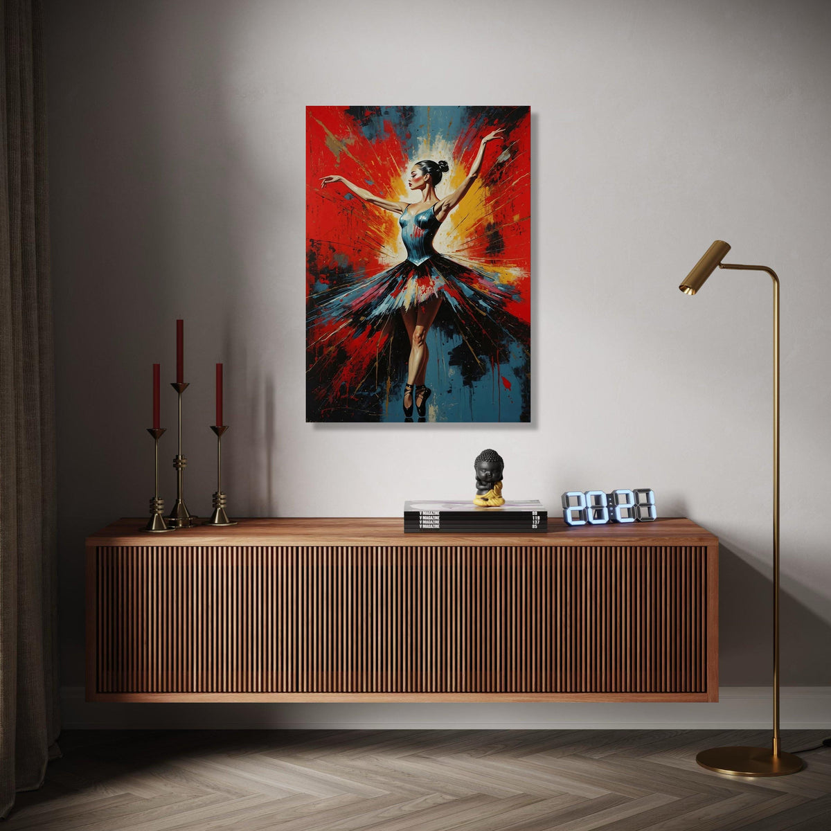 Elegant Ballerina Pose Canvas, Color Splash Dance Art, Abstract Ballet Wall Decoration, Contemporary Canvas Wall Art Gift Art, Home Decor