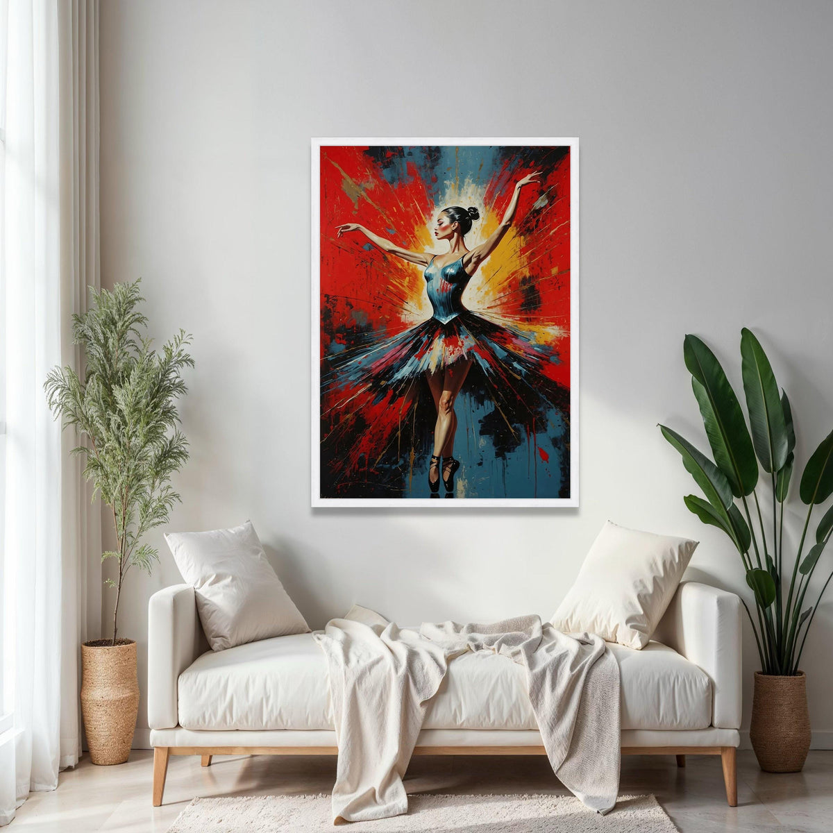 Elegant Ballerina Pose Canvas, Color Splash Dance Art, Abstract Ballet Wall Decoration, Contemporary Canvas Wall Art Gift Art, Home Decor