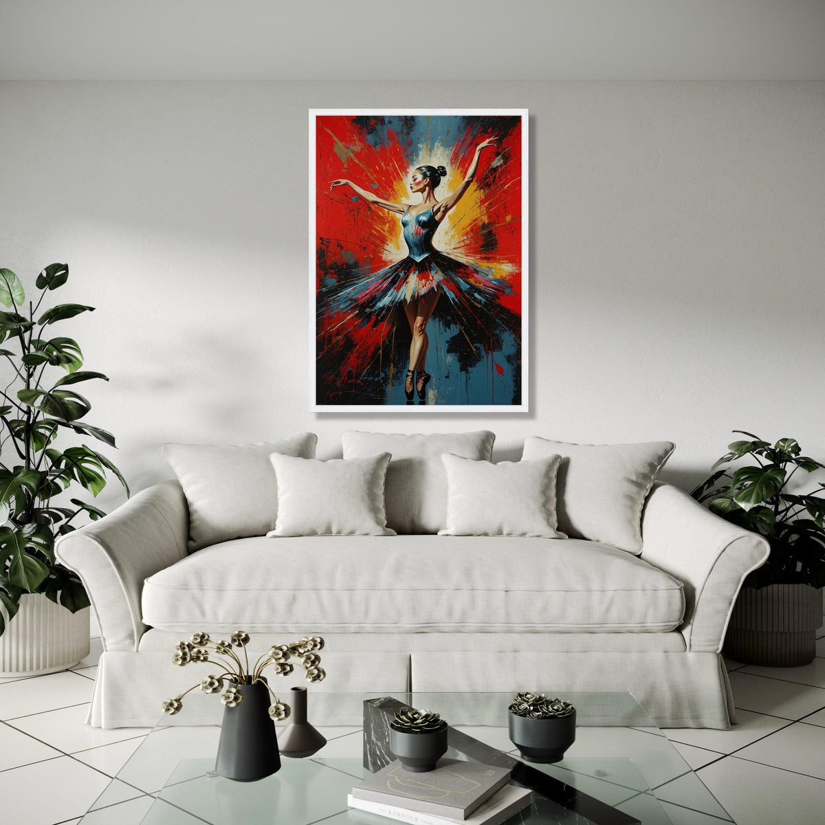Elegant Ballerina Pose Canvas, Color Splash Dance Art, Abstract Ballet Wall Decoration, Contemporary Canvas Wall Art Gift Art, Home Decor