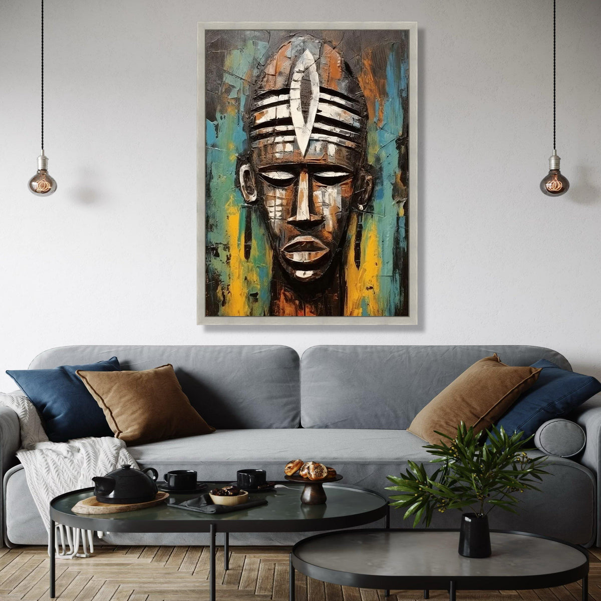 Abstract Tribal Mask Canvas, African Art Wall Decor, Contemporary Canvas, Ethnic Face Painting, Home Decoration Gift Art, Home Decor, Print