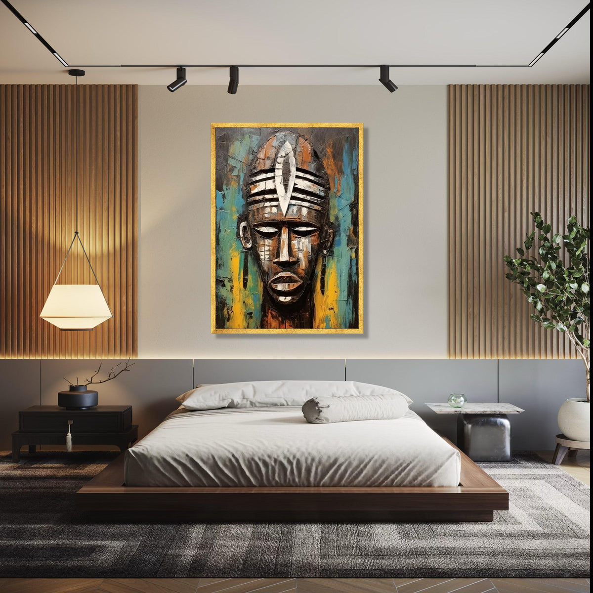 Abstract Tribal Mask Canvas, African Art Wall Decor, Contemporary Canvas, Ethnic Face Painting, Home Decoration Gift Art, Home Decor, Print