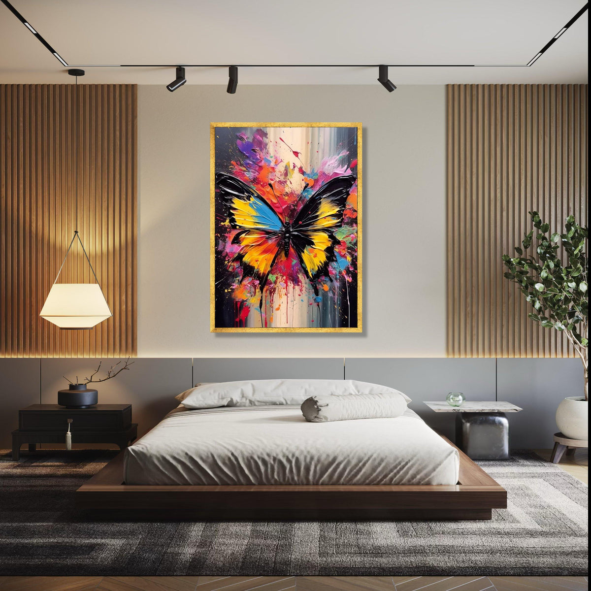 Vibrant Butterfly Splash Canvas, Abstract Colorful Wall Art, Modern Insect Painting, Bold Home Decoration, Ready Gift Art, Home Decor, Print