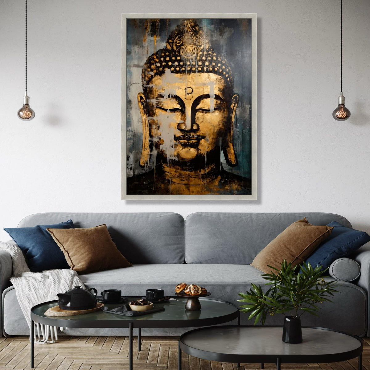 Golden Buddha Face Canvas, Abstract Spiritual Wall Art, Zen Meditation Decor, Asian Inspired Canvas Painting, Gift Art, Home Decor, Print