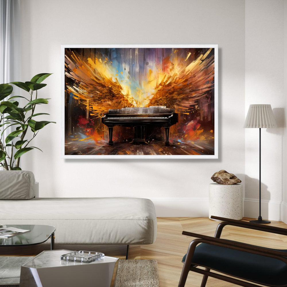 Abstract Grand Piano Canvas, Musical Wings Wall Art, Modern Music Decor, Vibrant Instrument Painting, Home Art Gift Art, Home Decor, Print