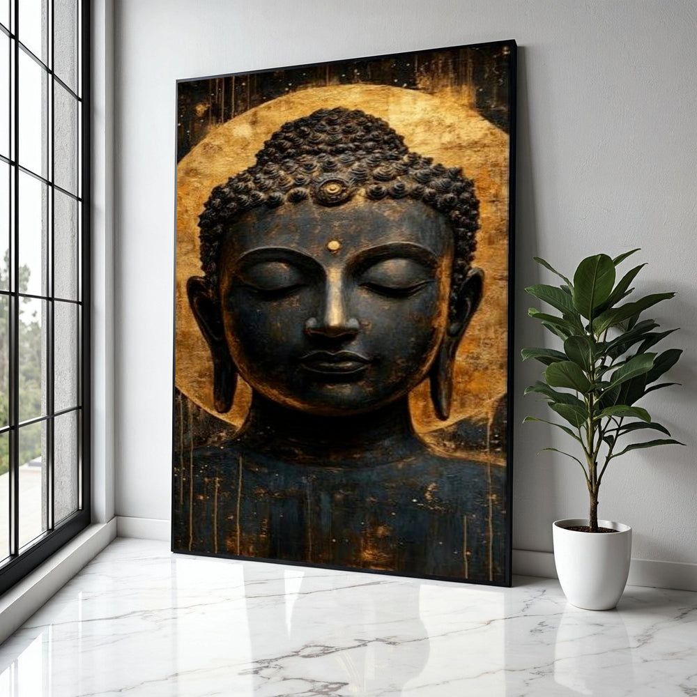 Serene Buddha Face Canvas Wall Art, Zen Meditation Decor, Spiritual Home Decoration, Peaceful Buddha Portrait, Gift Art, Home Decor, Print