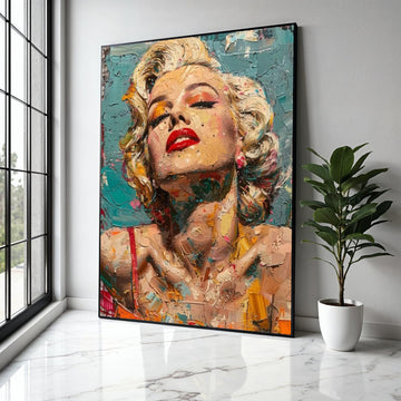 Vibrant Marilyn Monroe Pop Art Canvas, Abstract Portrait Wall Art, Retro Hollywood Glamour Decoration, Modern Gift Art, Home Decor, Print