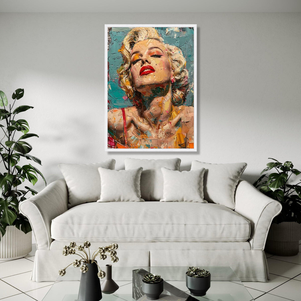 Vibrant Marilyn Monroe Pop Art Canvas, Abstract Portrait Wall Art, Retro Hollywood Glamour Decoration, Modern Gift Art, Home Decor, Print
