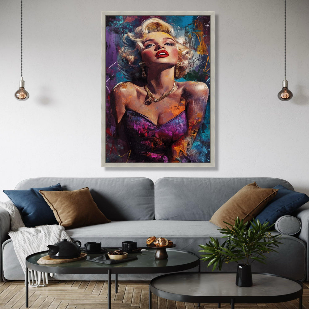 Glamorous Marilyn Monroe Portrait Canvas, Vintage Hollywood Icon Wall Art, Abstract Pop Art Painting, Feminine Gift Art, Home Decor, Print