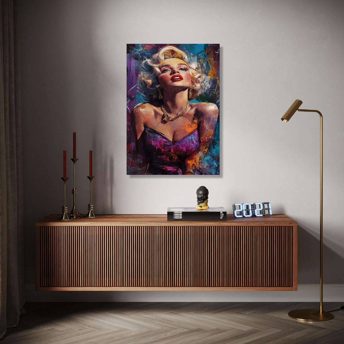 Glamorous Marilyn Monroe Portrait Canvas, Vintage Hollywood Icon Wall Art, Abstract Pop Art Painting, Feminine Gift Art, Home Decor, Print