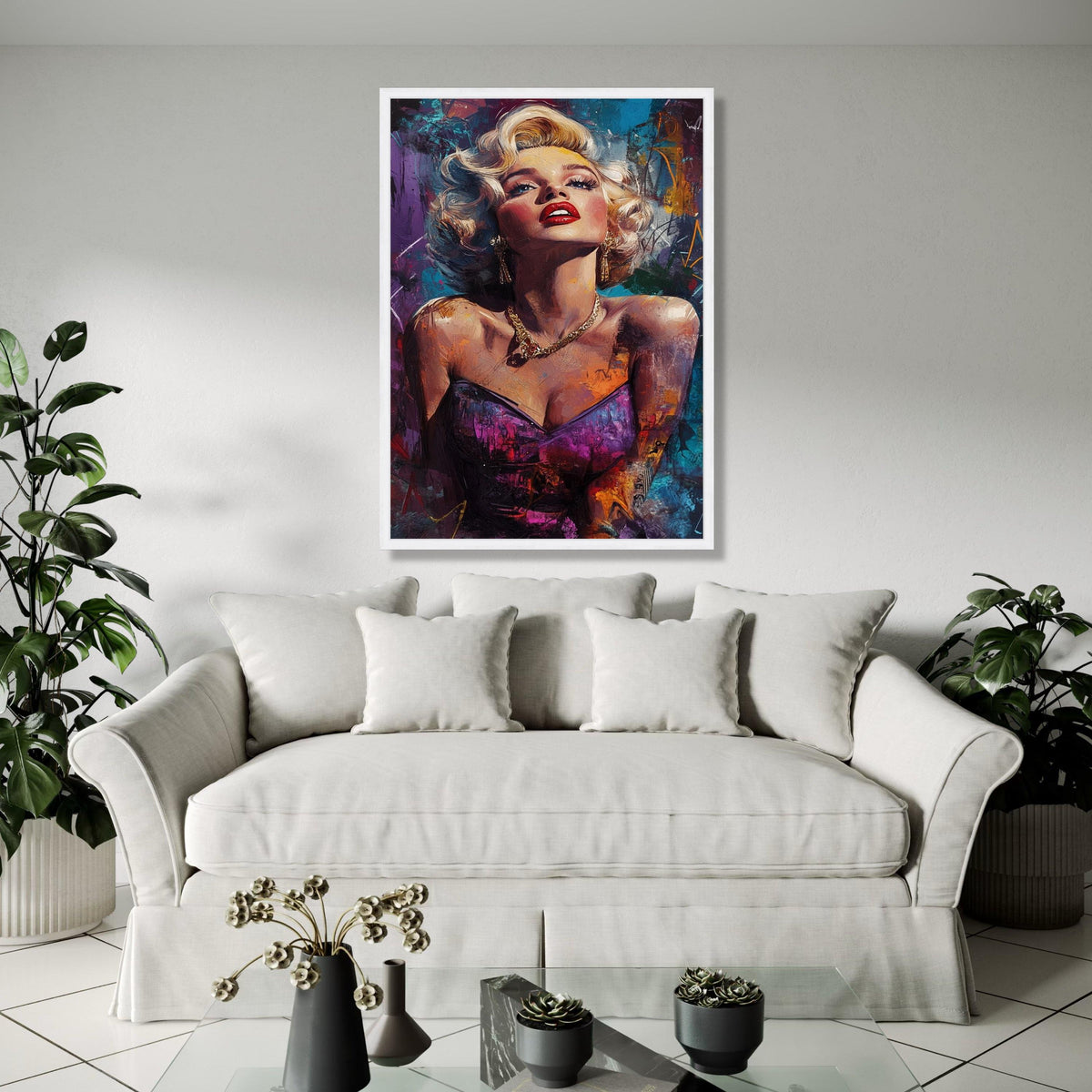 Glamorous Marilyn Monroe Portrait Canvas, Vintage Hollywood Icon Wall Art, Abstract Pop Art Painting, Feminine Gift Art, Home Decor, Print