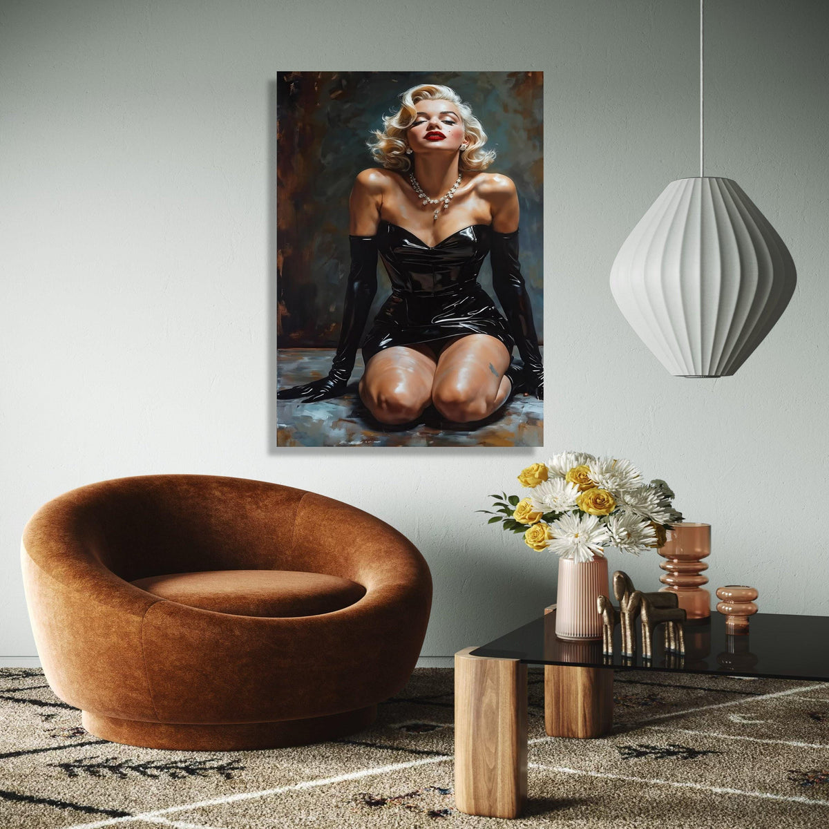 Glamorous Vintage Pinup Woman Canvas, Retro Fashion Art, Elegant Portrait Wall Decor, Sexy Black Dress Canvas, Gift Art, Home Decor, Print