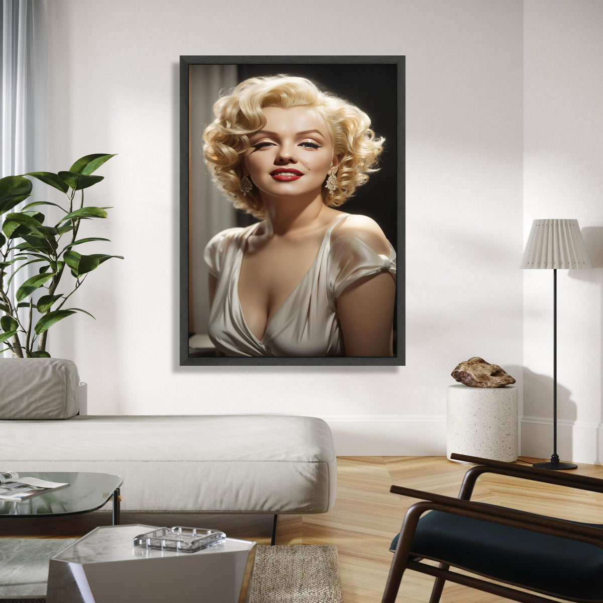 Marilyn Monroe Glamour Portrait Canvas, Vintage Hollywood Icon Wall Art, Retro Celebrity Canvas, Classic Beauty Gift Art, Home Decor, Print