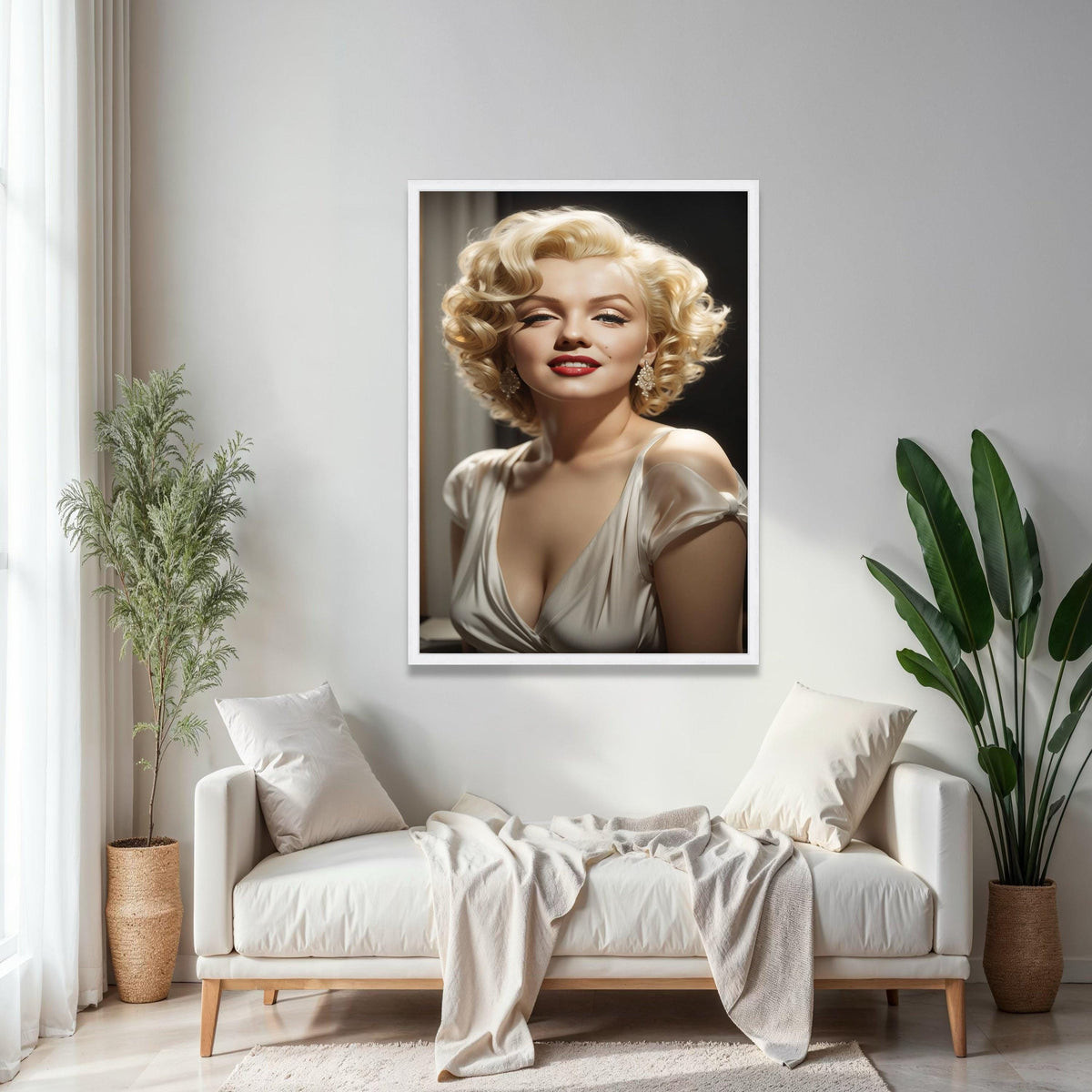 Marilyn Monroe Glamour Portrait Canvas, Vintage Hollywood Icon Wall Art, Retro Celebrity Canvas, Classic Beauty Gift Art, Home Decor, Print