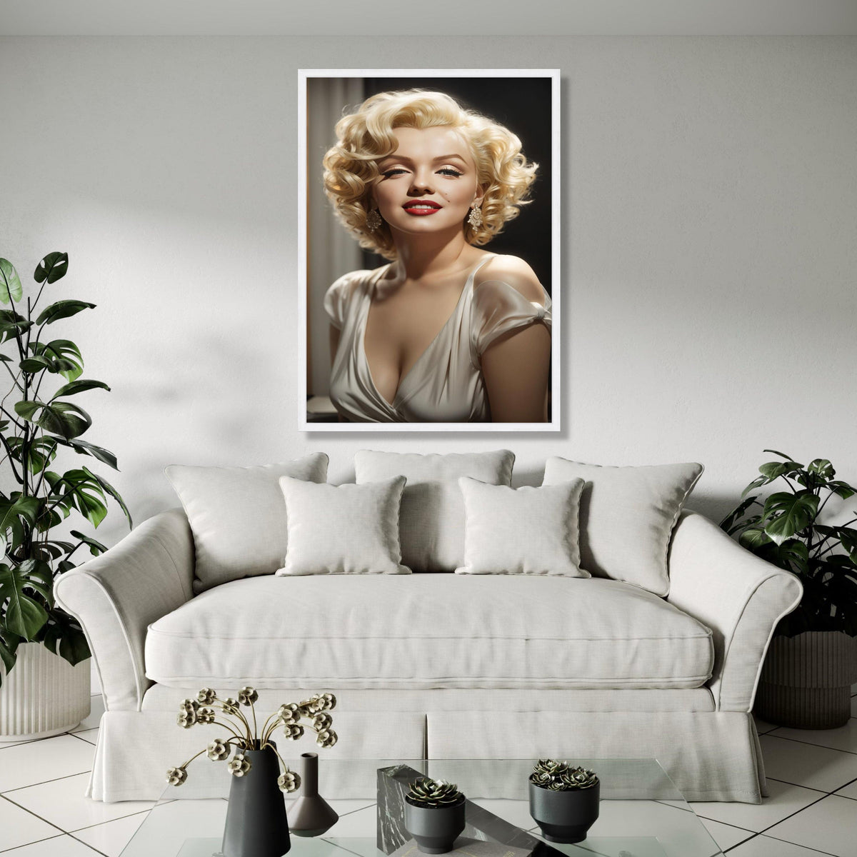 Marilyn Monroe Glamour Portrait Canvas, Vintage Hollywood Icon Wall Art, Retro Celebrity Canvas, Classic Beauty Gift Art, Home Decor, Print