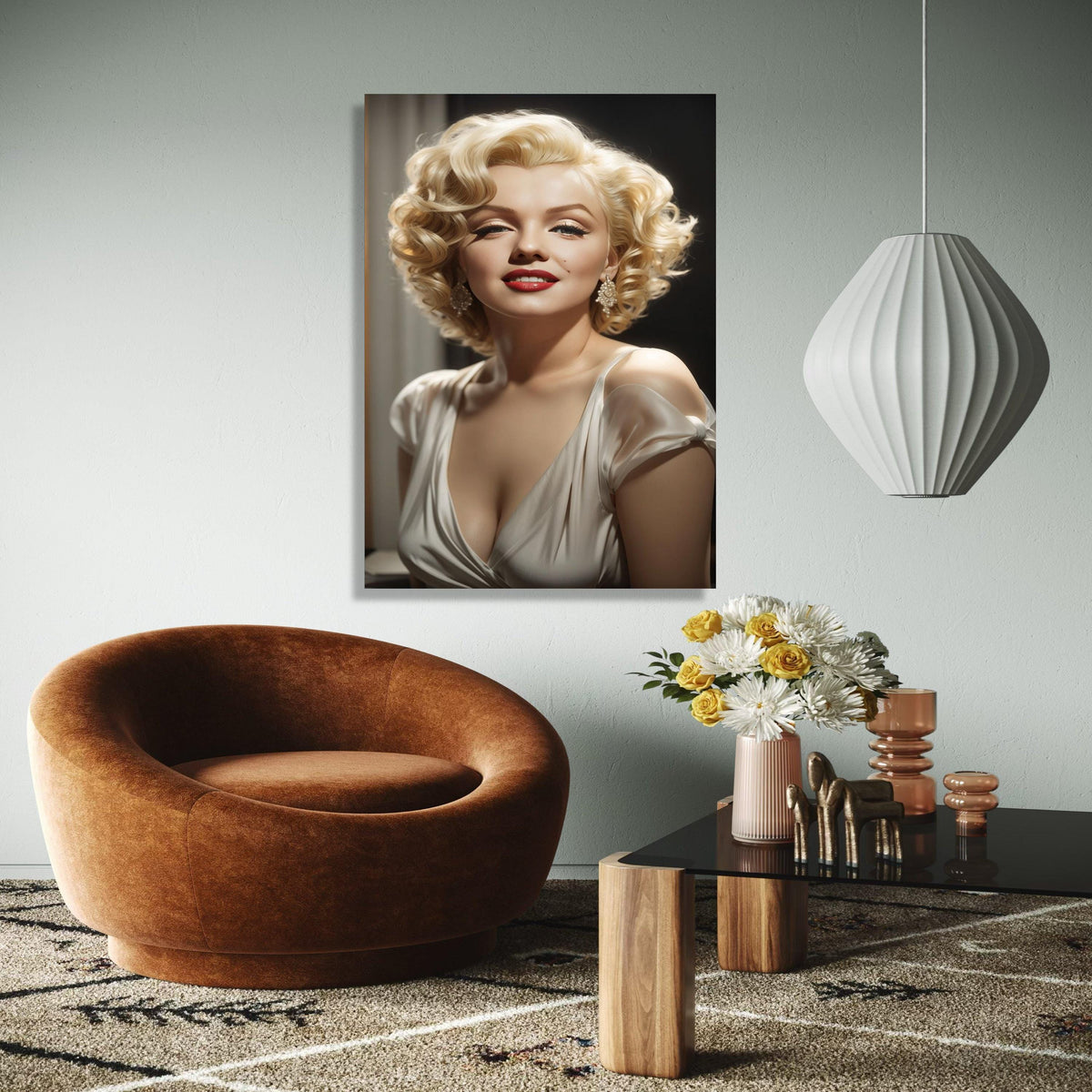 Marilyn Monroe Glamour Portrait Canvas, Vintage Hollywood Icon Wall Art, Retro Celebrity Canvas, Classic Beauty Gift Art, Home Decor, Print