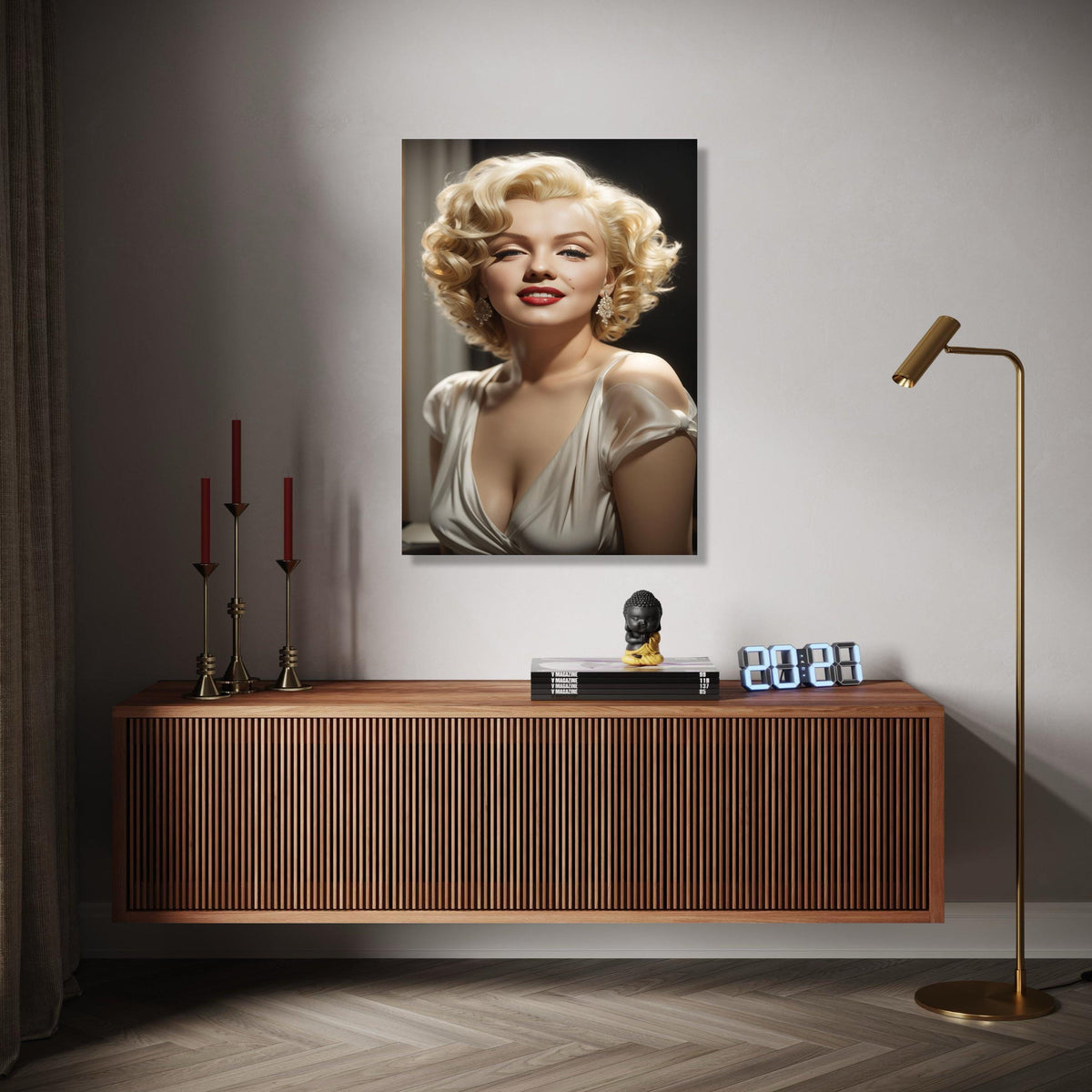 Marilyn Monroe Glamour Portrait Canvas, Vintage Hollywood Icon Wall Art, Retro Celebrity Canvas, Classic Beauty Gift Art, Home Decor, Print