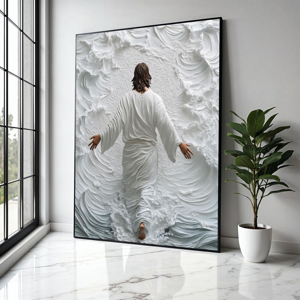 Jesus Walking on Water Canvas Wall Art, Spiritual Christian Decor, Religious Canvas Painting, Inspirational Home Gift Art, Home Decor, Print