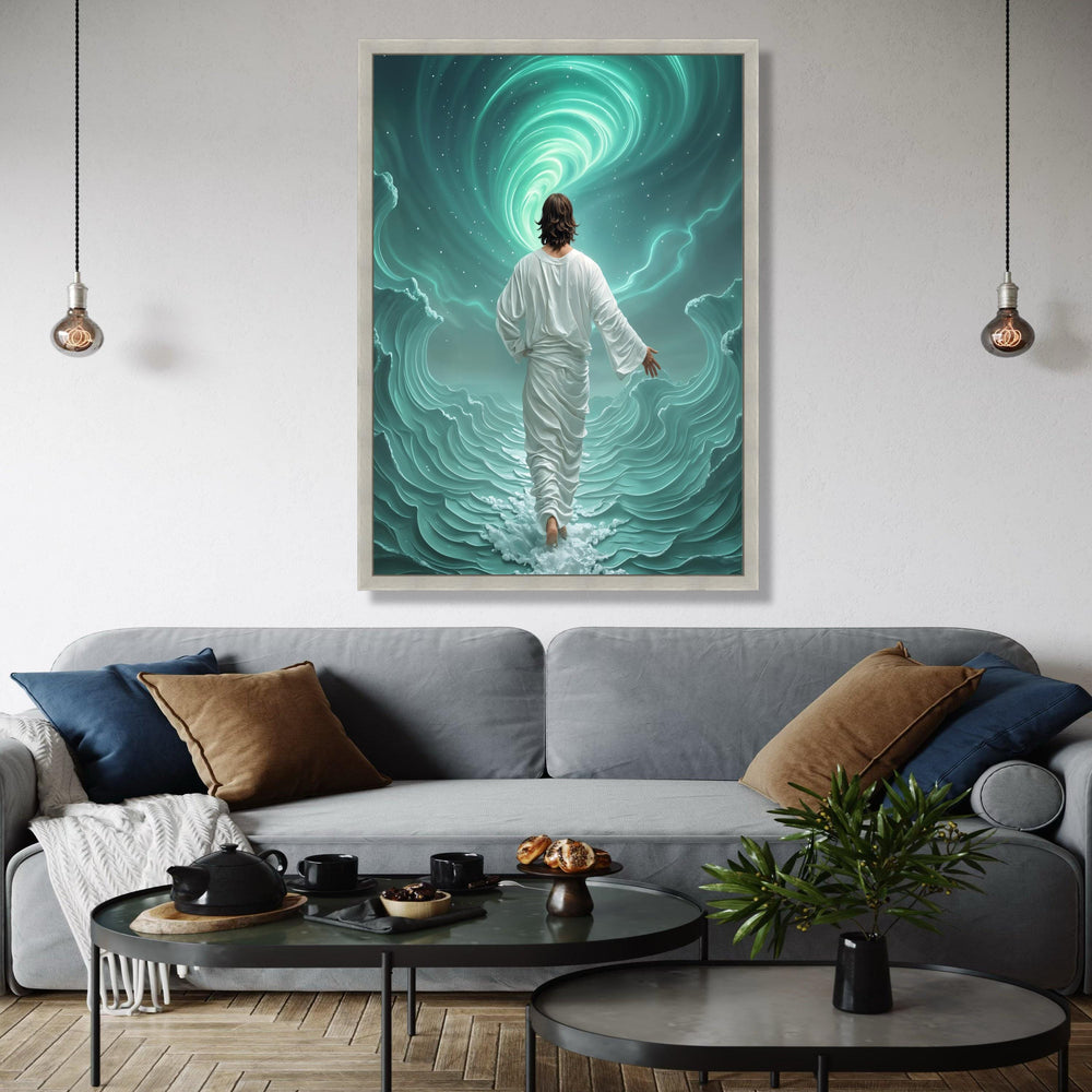 Inspirational Jesus Walking on Water Canvas, Spiritual Christian Wall Art, Divine Faith Home Décor, Religious Gift Art, Home Decor, Print