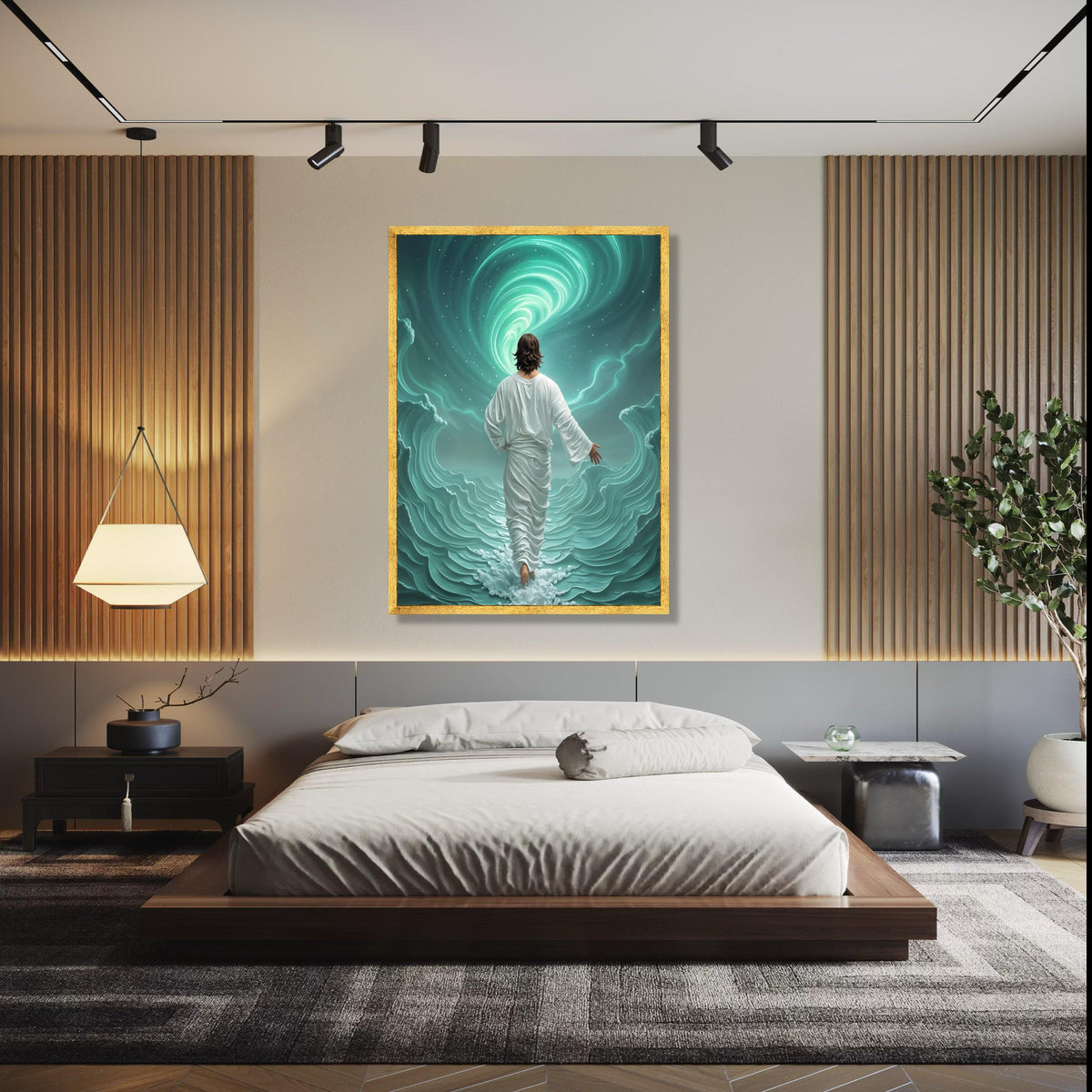 Inspirational Jesus Walking on Water Canvas, Spiritual Christian Wall Art, Divine Faith Home Décor, Religious Gift Art, Home Decor, Print