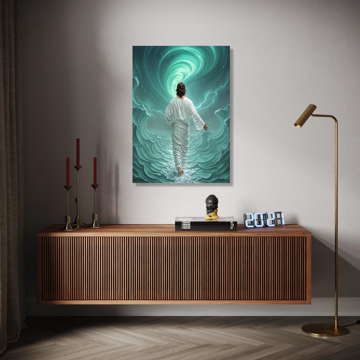 Inspirational Jesus Walking on Water Canvas, Spiritual Christian Wall Art, Divine Faith Home Décor, Religious Gift Art, Home Decor, Print
