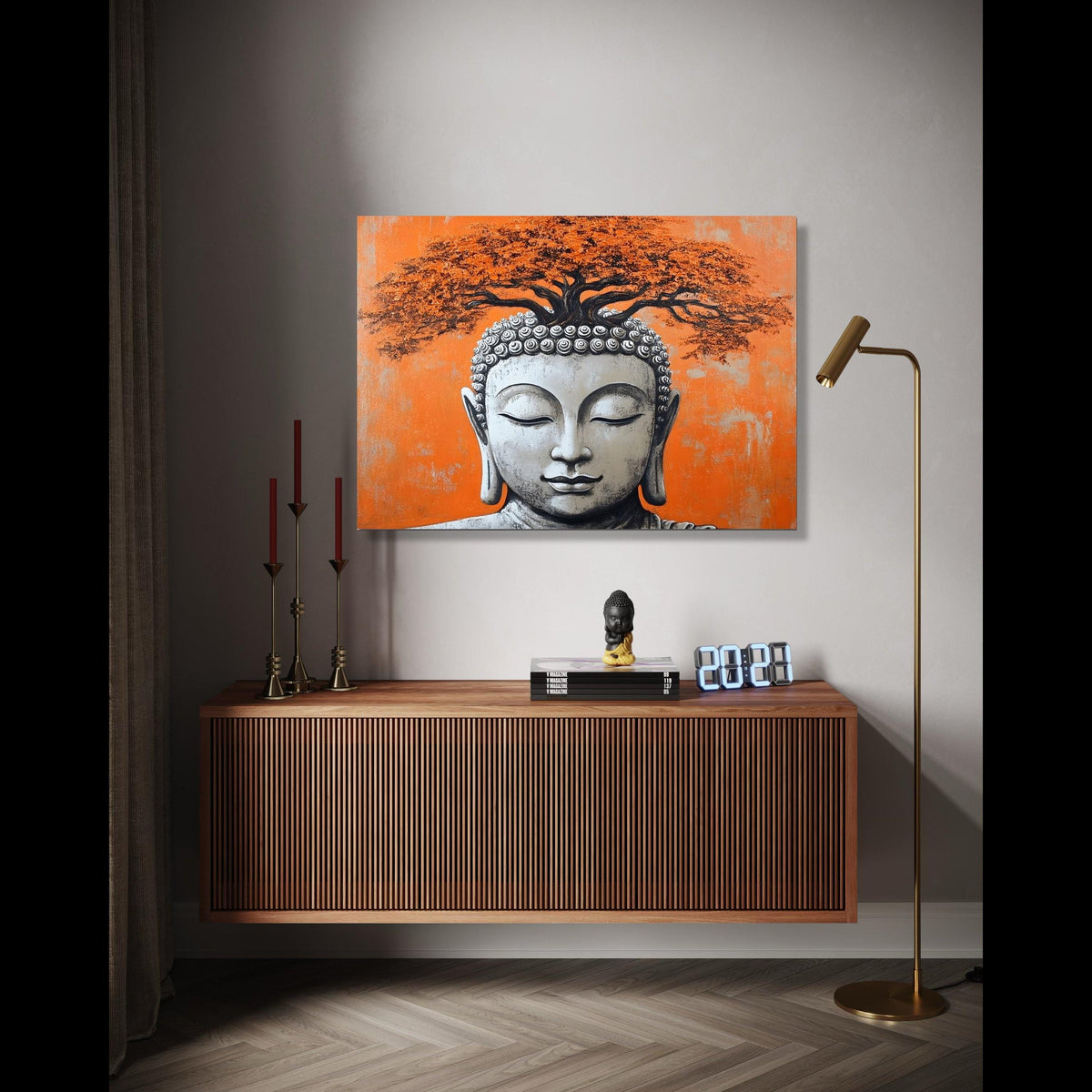 Buddha Head Wall Art, Tree of Life Canvas, Meditation Decor, Spiritual Canvas Painting, Zen Home Decoration, Gift Art, Home Decor, Print