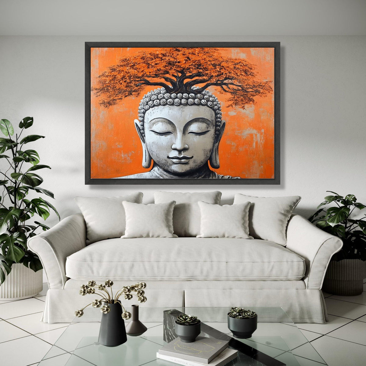 Buddha Head Wall Art, Tree of Life Canvas, Meditation Decor, Spiritual Canvas Painting, Zen Home Decoration, Gift Art, Home Decor, Print