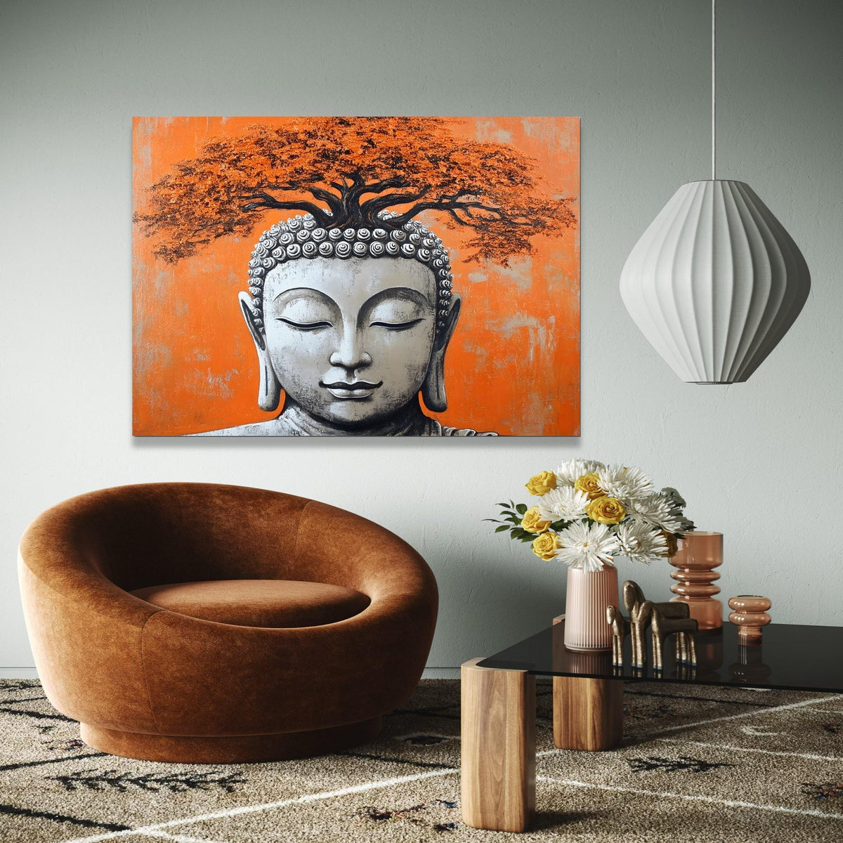 Buddha Head Wall Art, Tree of Life Canvas, Meditation Decor, Spiritual Canvas Painting, Zen Home Decoration, Gift Art, Home Decor, Print