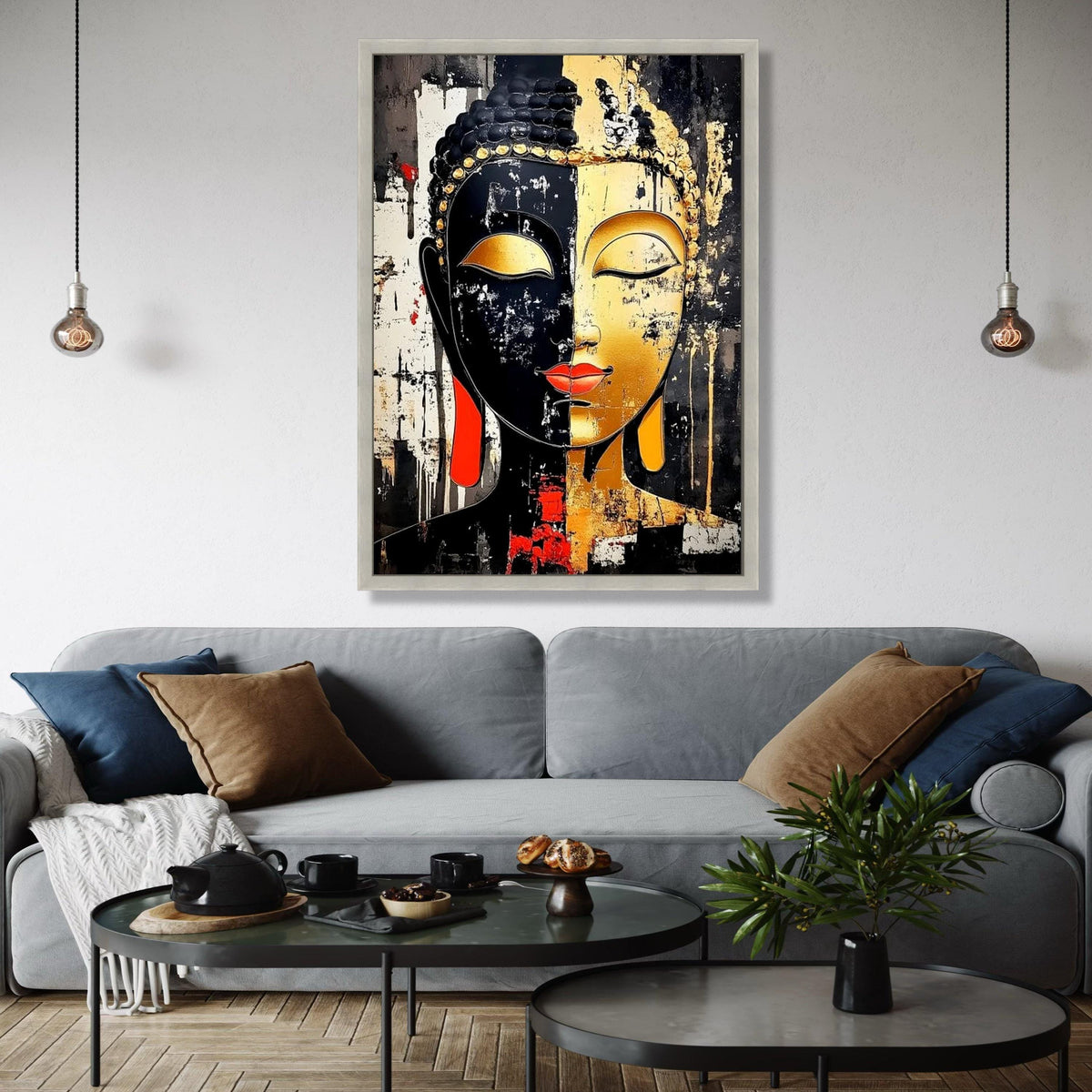 Modern Buddha Face Canvas Wall Art, Dual Tone Abstract Painting, Spiritual Home Decor, Zen Meditation Canvas, Gift Art, Home Decor, Print