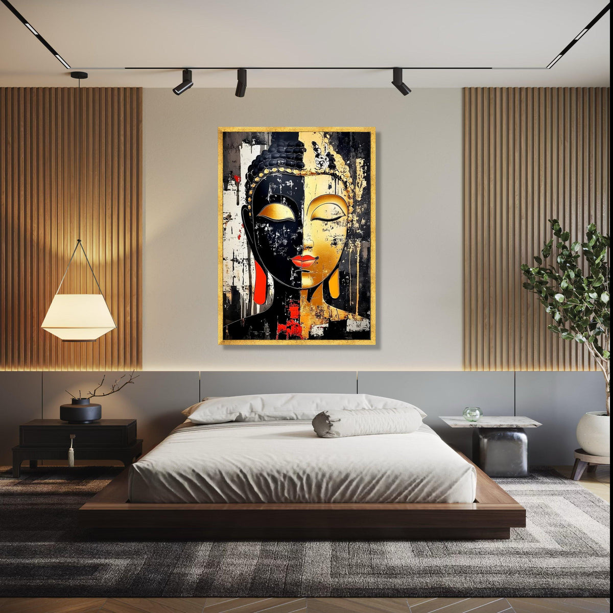 Modern Buddha Face Canvas Wall Art, Dual Tone Abstract Painting, Spiritual Home Decor, Zen Meditation Canvas, Gift Art, Home Decor, Print