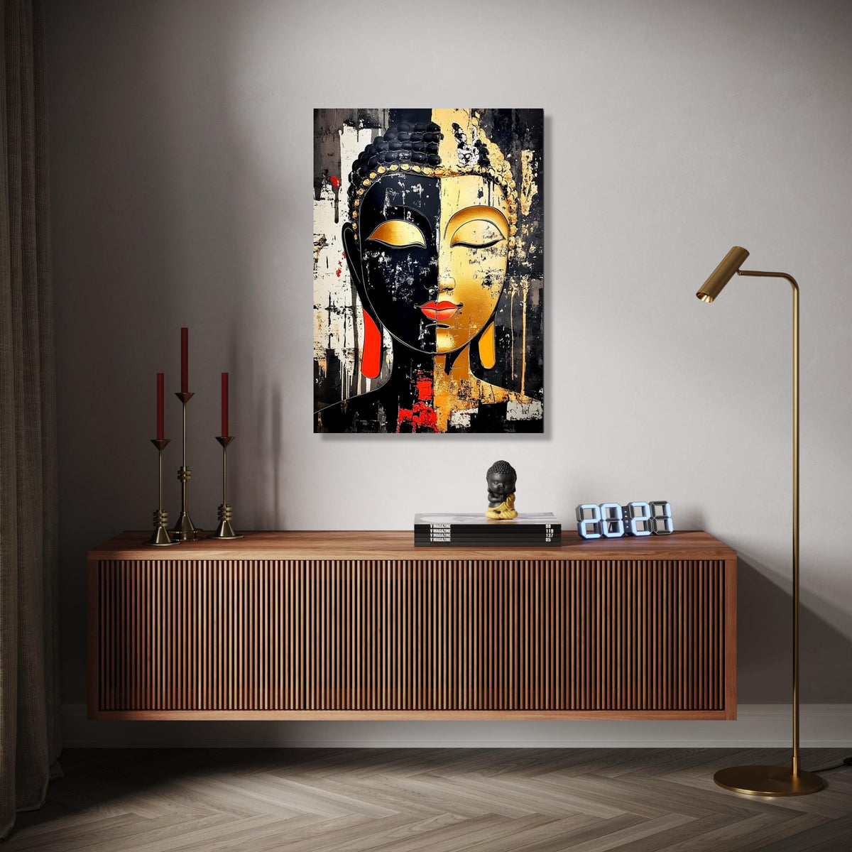 Modern Buddha Face Canvas Wall Art, Dual Tone Abstract Painting, Spiritual Home Decor, Zen Meditation Canvas, Gift Art, Home Decor, Print