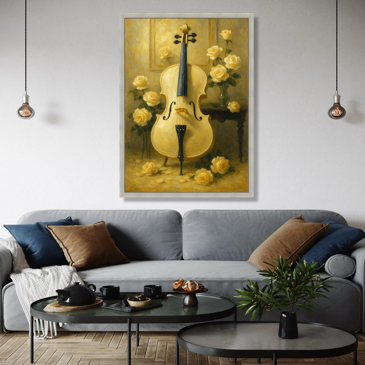 Elegant Cello with Yellow Roses Canvas, Musical Instrument Wall Art, Vintage Floral Still Life, Classical Music Gift Art, Home Decor, Print