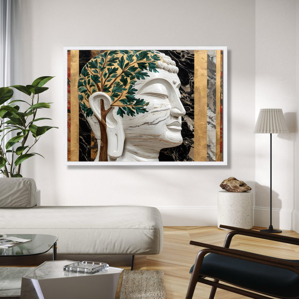 Buddha Head with Tree of Life, Spiritual Canvas Wall Art, Meditation Decor, Zen Home Decoration, Modern Buddha Gift Art, Home Decor, Print