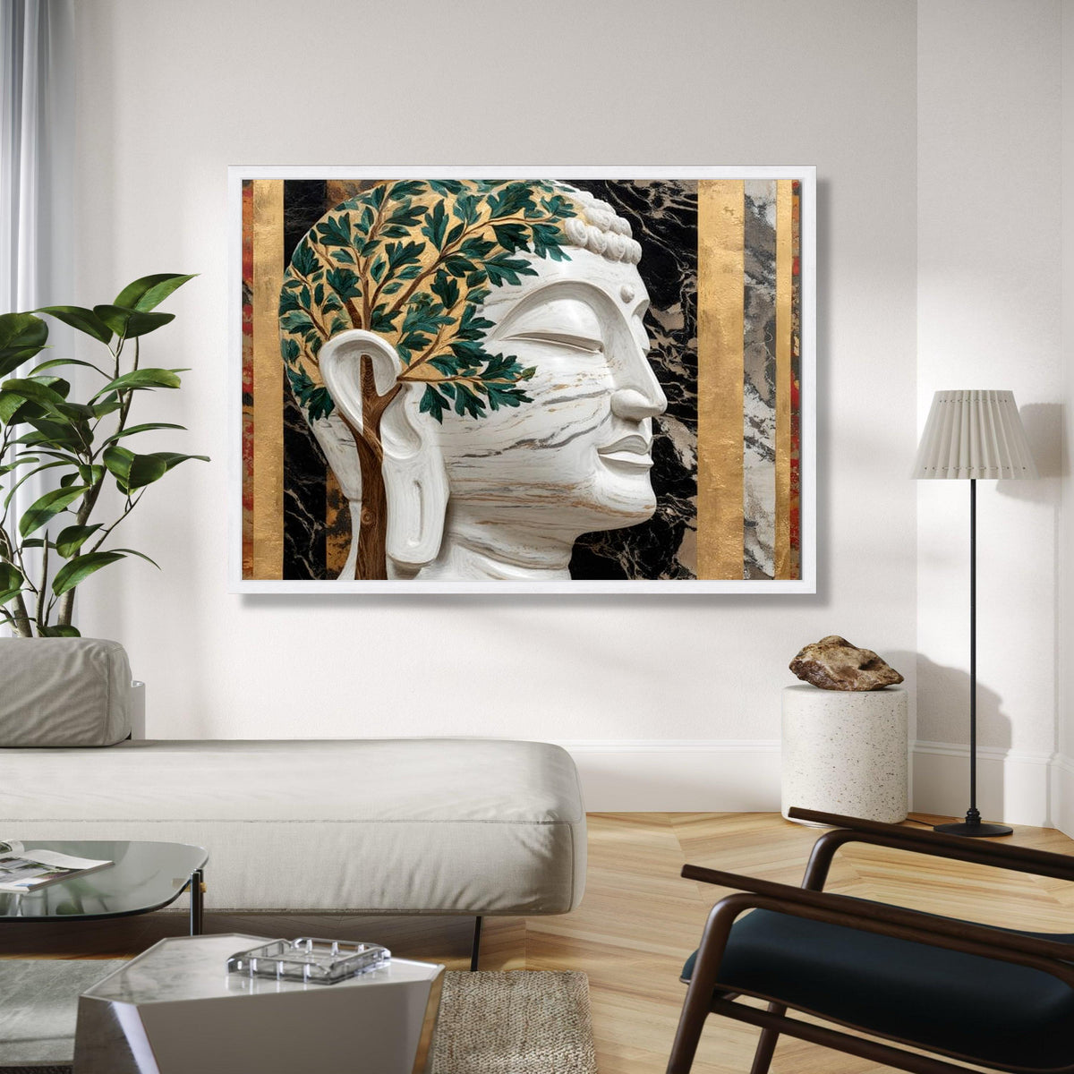 Buddha Head with Tree of Life, Spiritual Canvas Wall Art, Meditation Decor, Zen Home Decoration, Modern Buddha Gift Art, Home Decor, Print