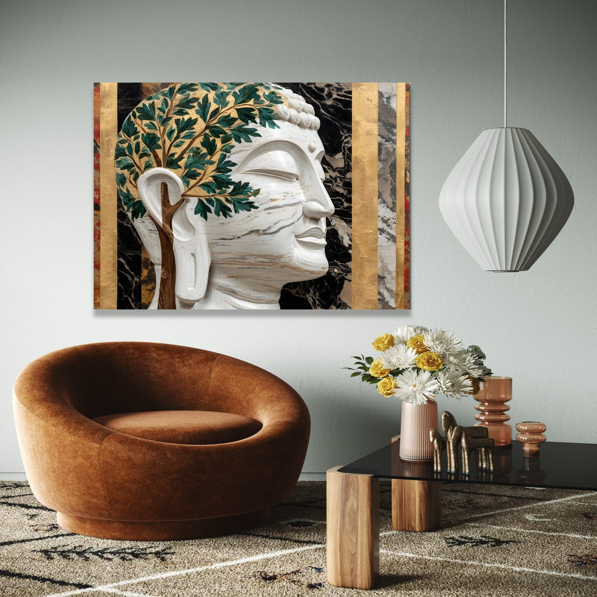 Buddha Head with Tree of Life, Spiritual Canvas Wall Art, Meditation Decor, Zen Home Decoration, Modern Buddha Gift Art, Home Decor, Print