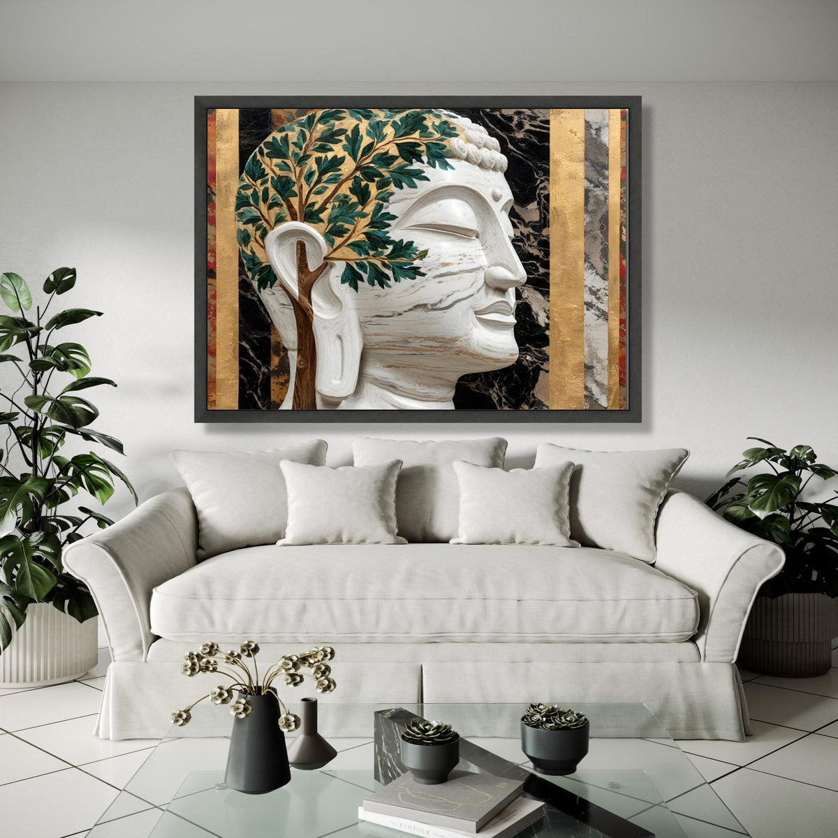 Buddha Head with Tree of Life, Spiritual Canvas Wall Art, Meditation Decor, Zen Home Decoration, Modern Buddha Gift Art, Home Decor, Print