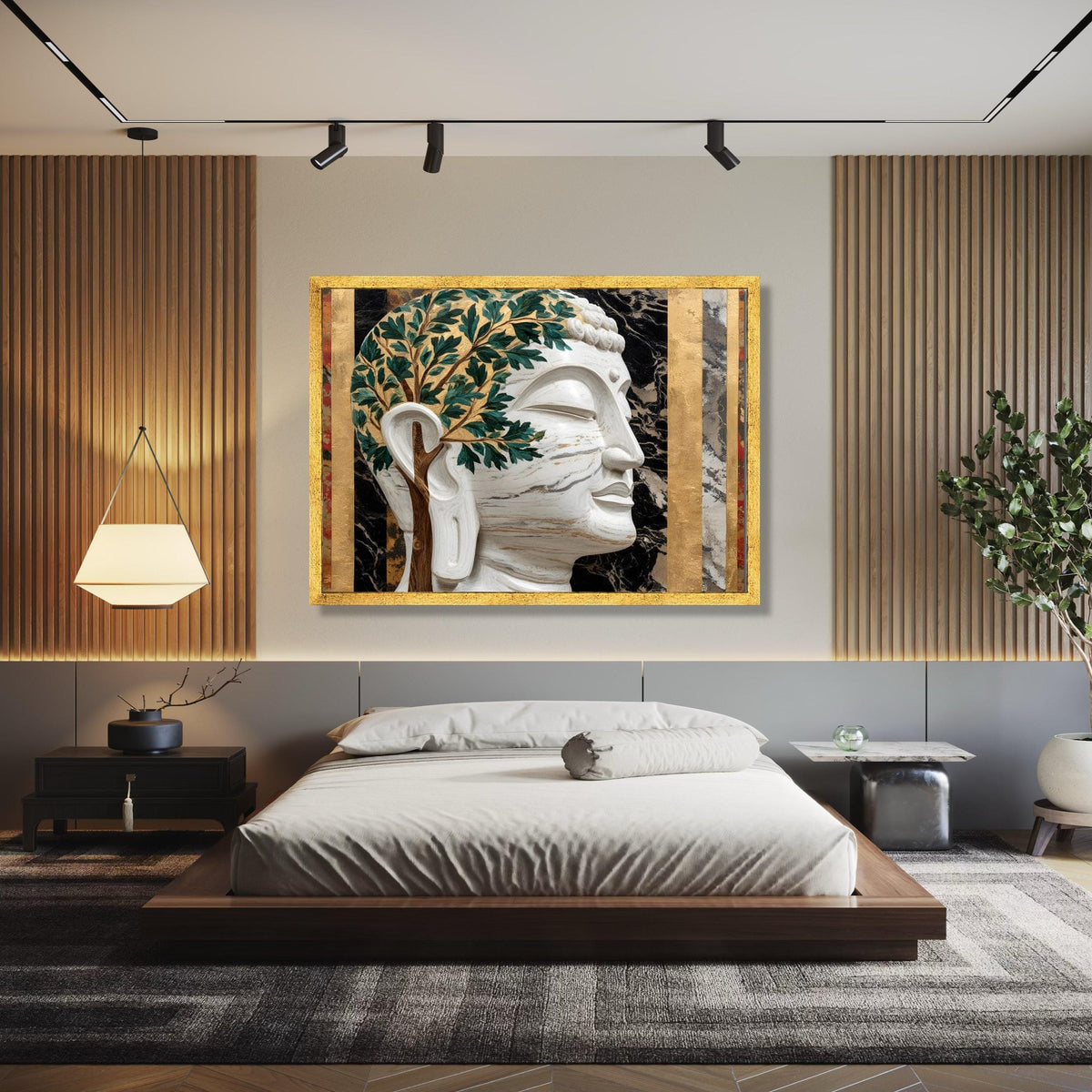 Buddha Head with Tree of Life, Spiritual Canvas Wall Art, Meditation Decor, Zen Home Decoration, Modern Buddha Gift Art, Home Decor, Print