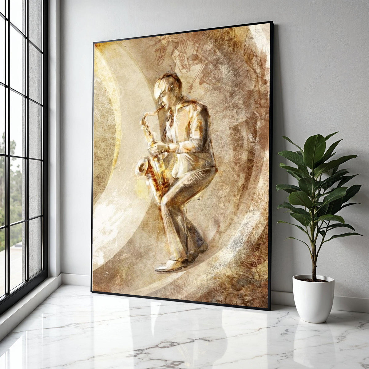 Jazz Saxophone Player Canvas Wall Art, Vintage Music Illustration, Musician Art Print, Retro Music Decor, Gift Art, Home Decor, Print