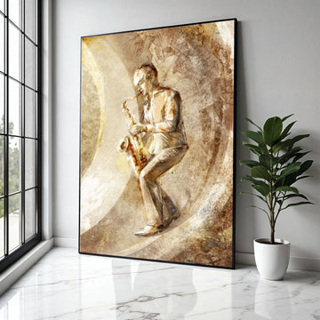 Jazz Saxophone Player Canvas Wall Art, Vintage Music Illustration, Musician Art Print, Retro Music Decor, Gift Art, Home Decor, Print