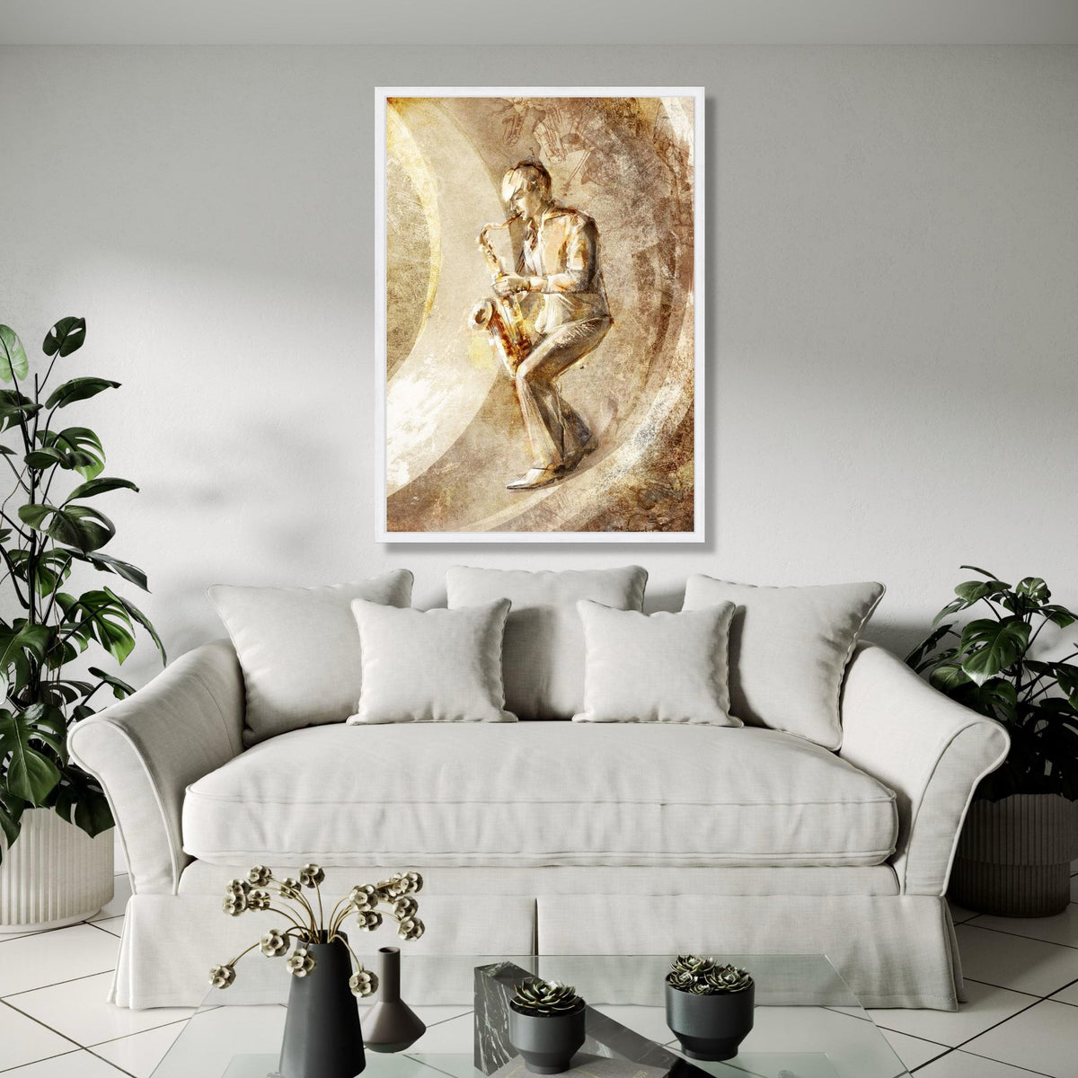 Jazz Saxophone Player Canvas Wall Art, Vintage Music Illustration, Musician Art Print, Retro Music Decor, Gift Art, Home Decor, Print